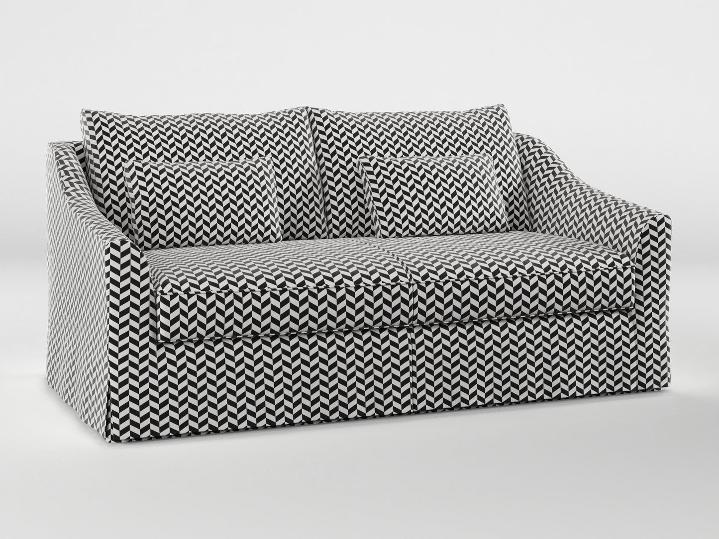 Ikea FARLOV 2-seat sofa cover (with pillows covers) made by Covereo in upholstery named HERRINGBONE White