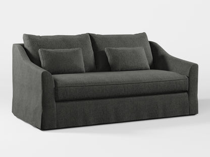 Ikea FARLOV 2-seat sofa cover (with pillows covers) made by Covereo in upholstery named MONTANA Dark Grey