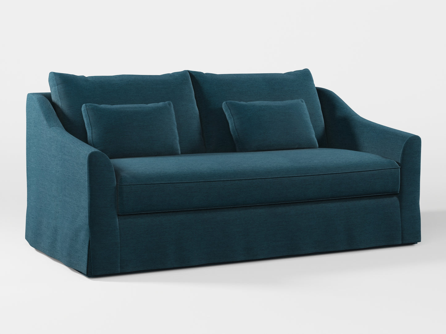 Ikea FARLOV 2-seat sofa cover (with pillows covers) made by Covereo in upholstery named PECADLY Ocean Blue