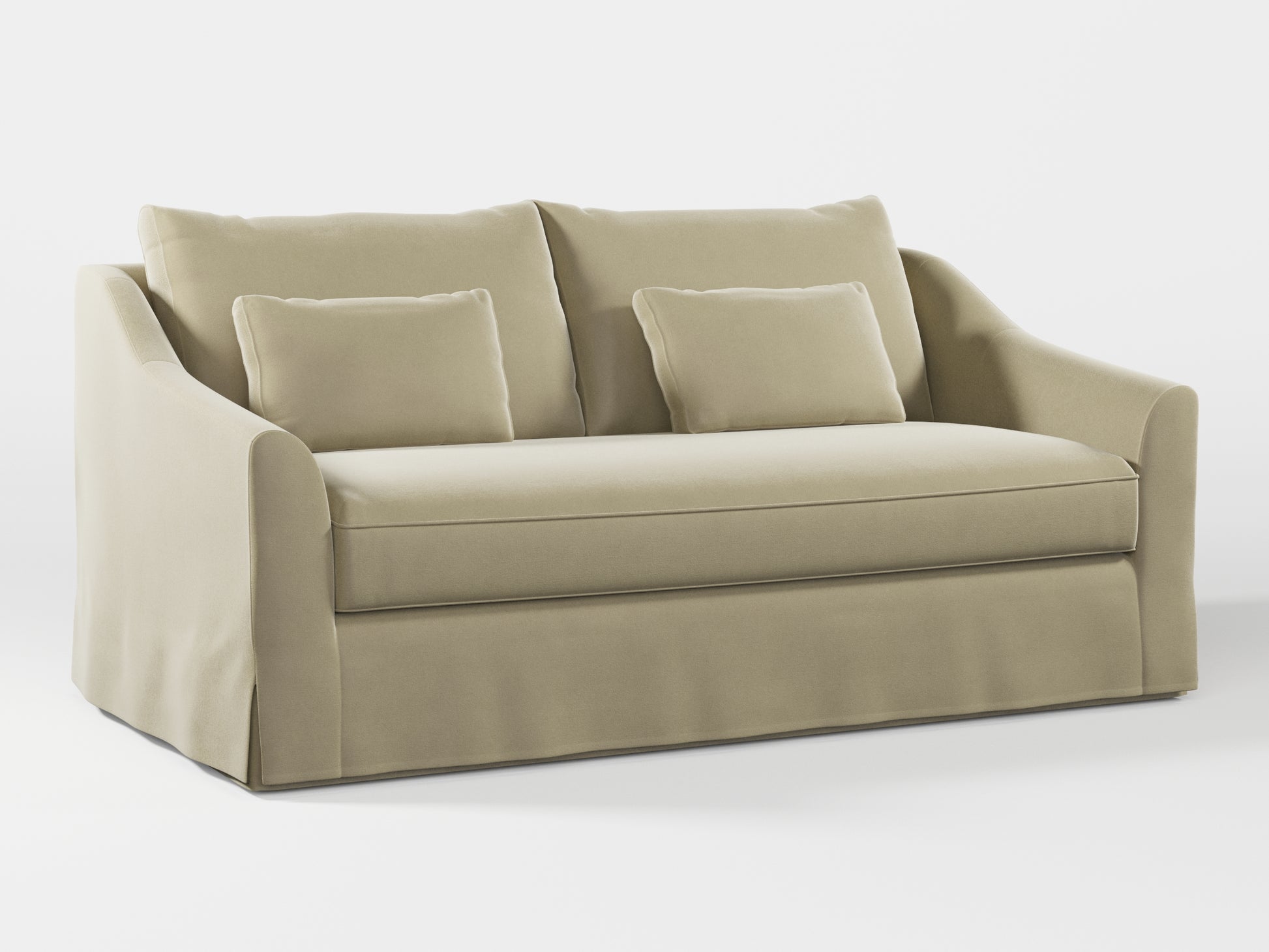 Ikea FARLOV 2-seat sofa cover (with pillows covers) made by Covereo in upholstery named VELVET Ashen Beige