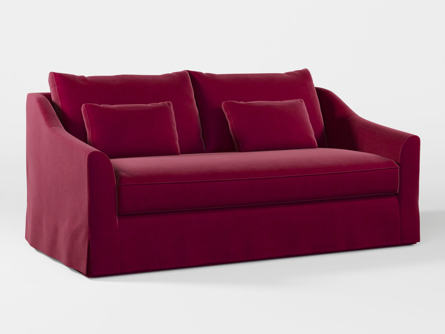 Ikea FARLOV 2-seat sofa cover (with pillows covers) made by Covereo in upholstery named VELVET Beetroot Cocktail