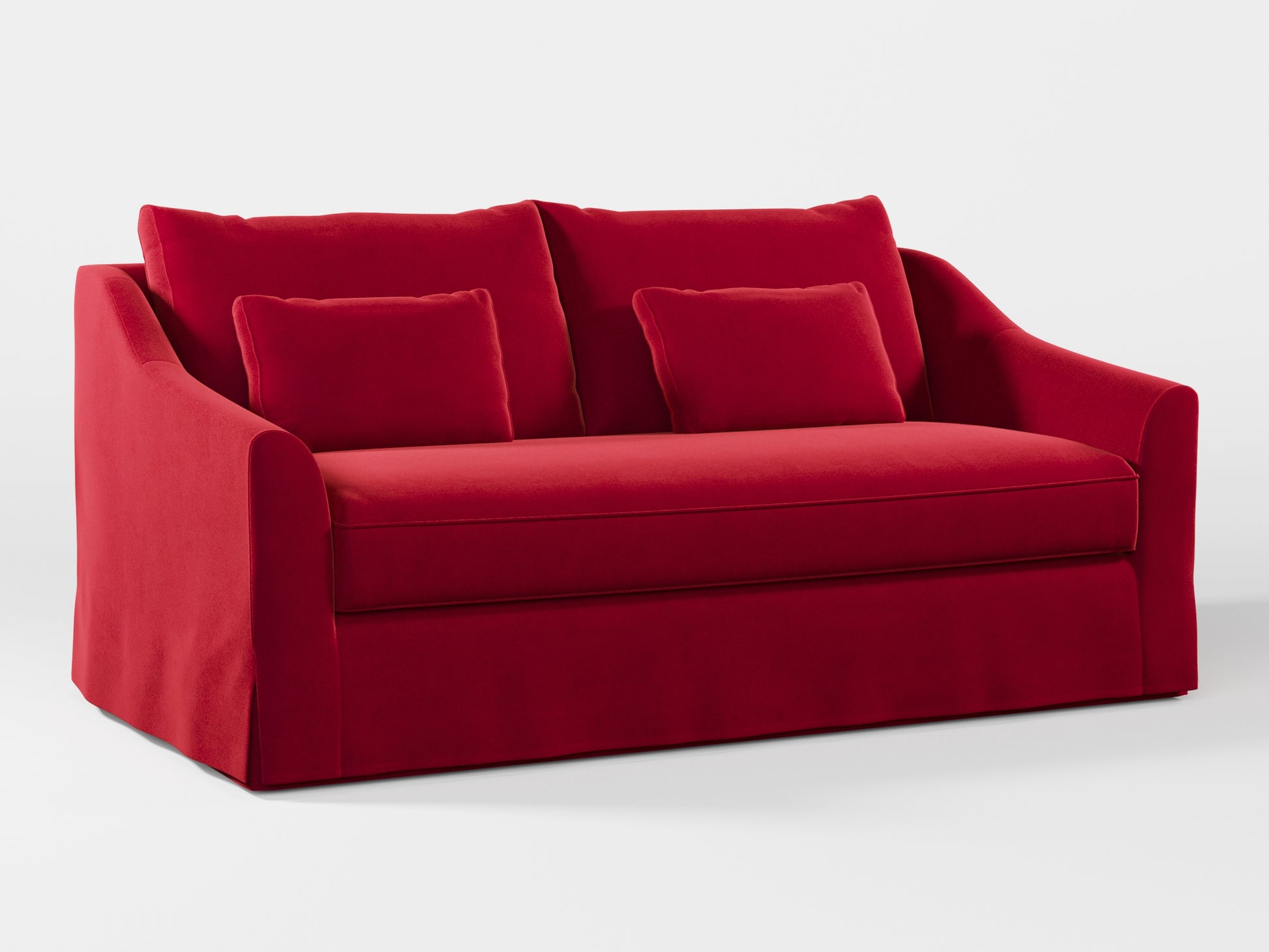 Ikea FARLOV 2-seat sofa cover (with pillows covers) made by Covereo in upholstery named VELVET Intense Red