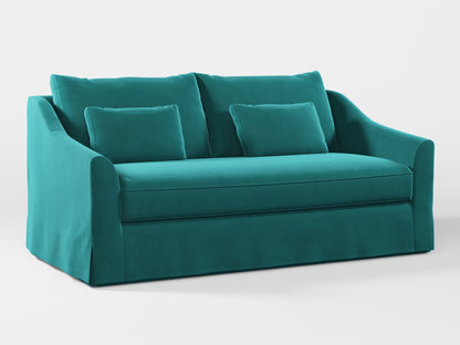 Ikea FARLOV 2-seat sofa cover (with pillows covers) made by Covereo in upholstery named VELVET Turquoise Twist