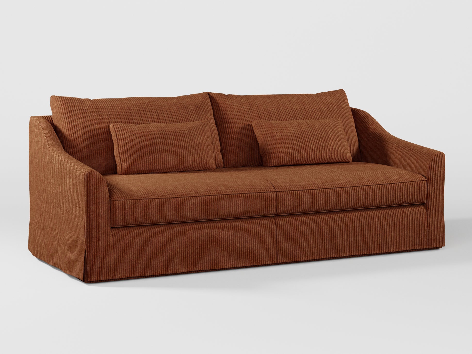 Ikea FARLOV 3-seat sofa cover (with pillows covers) made by Covereo in upholstery named COSY Chestnut