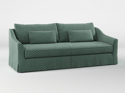 Ikea FARLOV 3-seat sofa cover (with pillows covers) made by Covereo in upholstery named HERRINGBONE Green