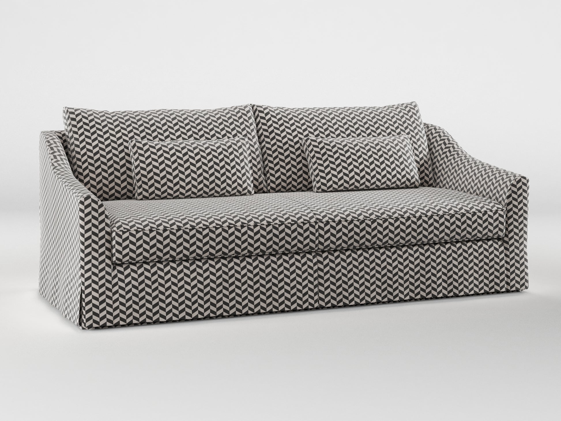 Ikea FARLOV 3-seat sofa cover (with pillows covers) made by Covereo in upholstery named HERRINGBONE Silver