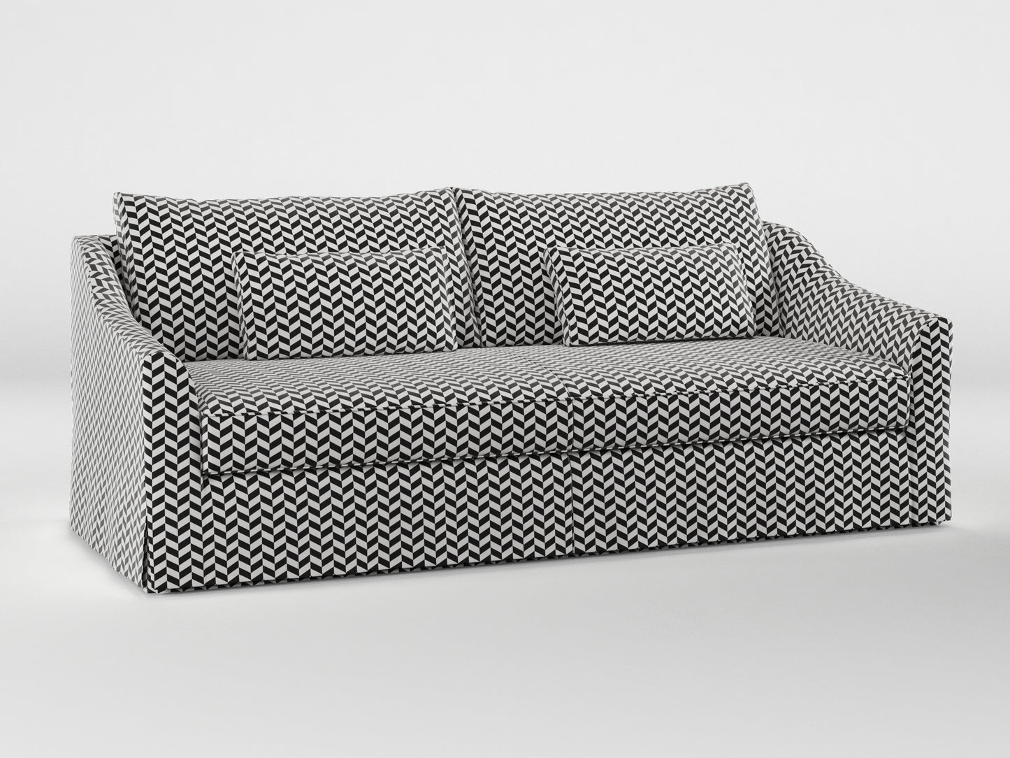 Ikea FARLOV 3-seat sofa cover (with pillows covers) made by Covereo in upholstery named HERRINGBONE White