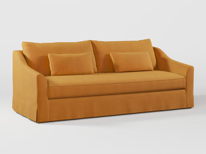 Ikea FARLOV 3-seat sofa cover (with pillows covers) made by Covereo in upholstery named OMON Classic Mustard