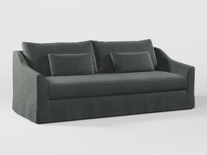 Ikea FARLOV 3-seat sofa cover (with pillows covers) made by Covereo in upholstery named PECADLY Evening Grey