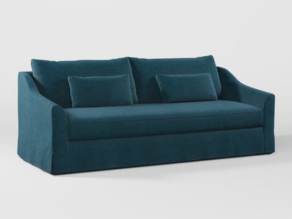 Ikea FARLOV 3-seat sofa cover (with pillows covers) made by Covereo in upholstery named PECADLY Ocean Blue