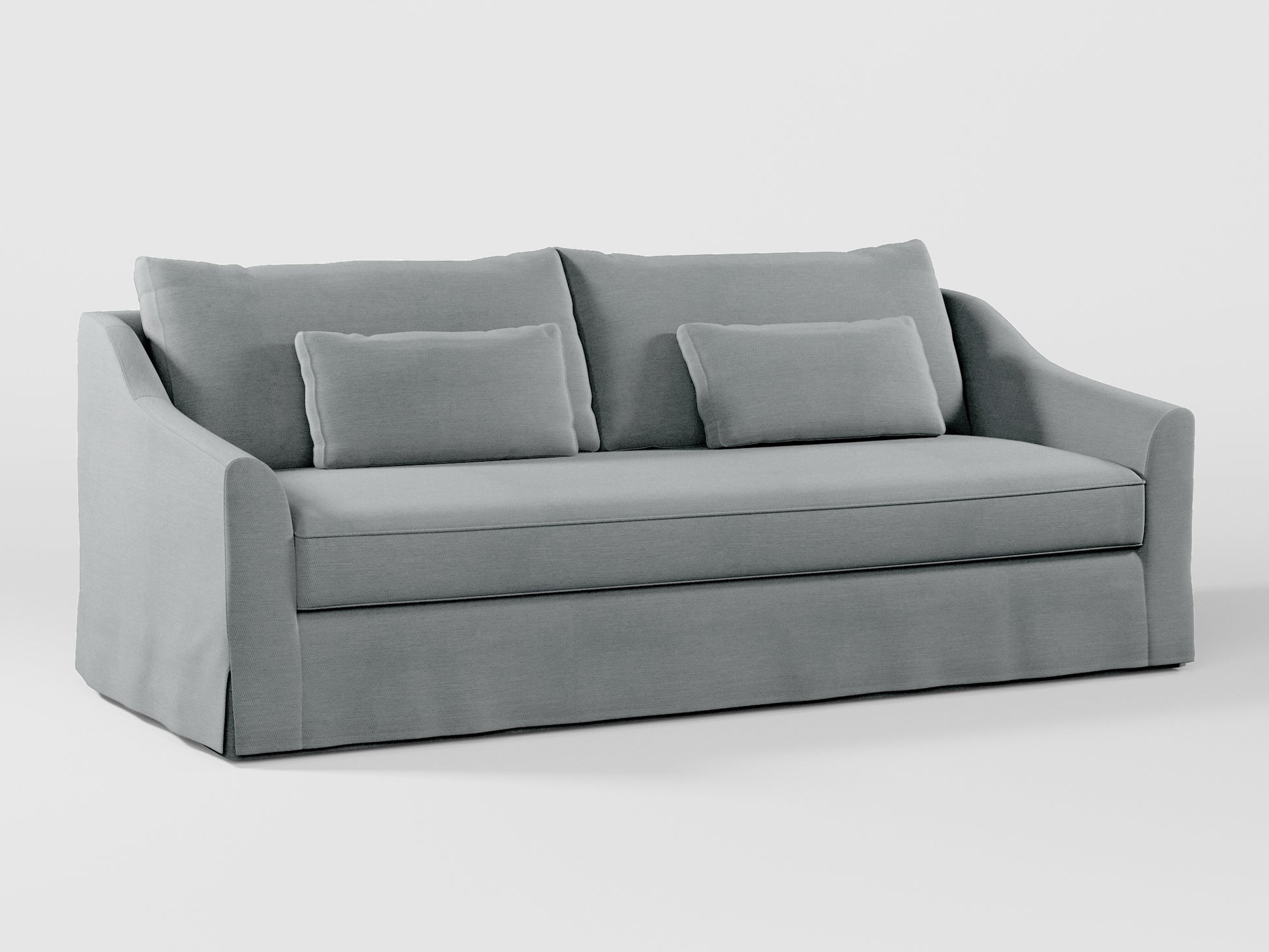 Ikea FARLOV 3-seat sofa cover (with pillows covers) made by Covereo in upholstery named PECADLY Pebble Grey