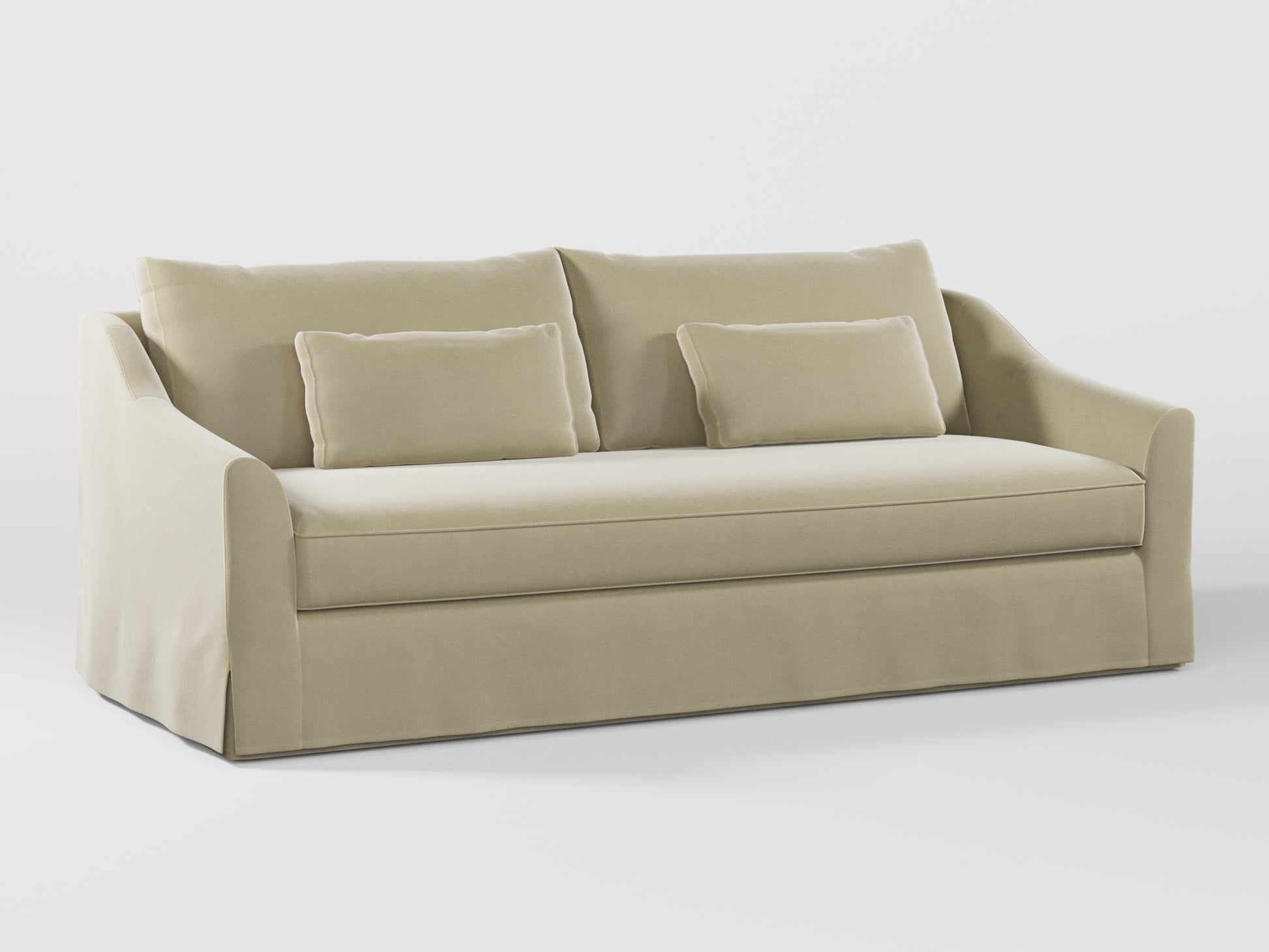 Ikea FARLOV 3-seat sofa cover (with pillows covers) made by Covereo in upholstery named VELVET Ashen Beige