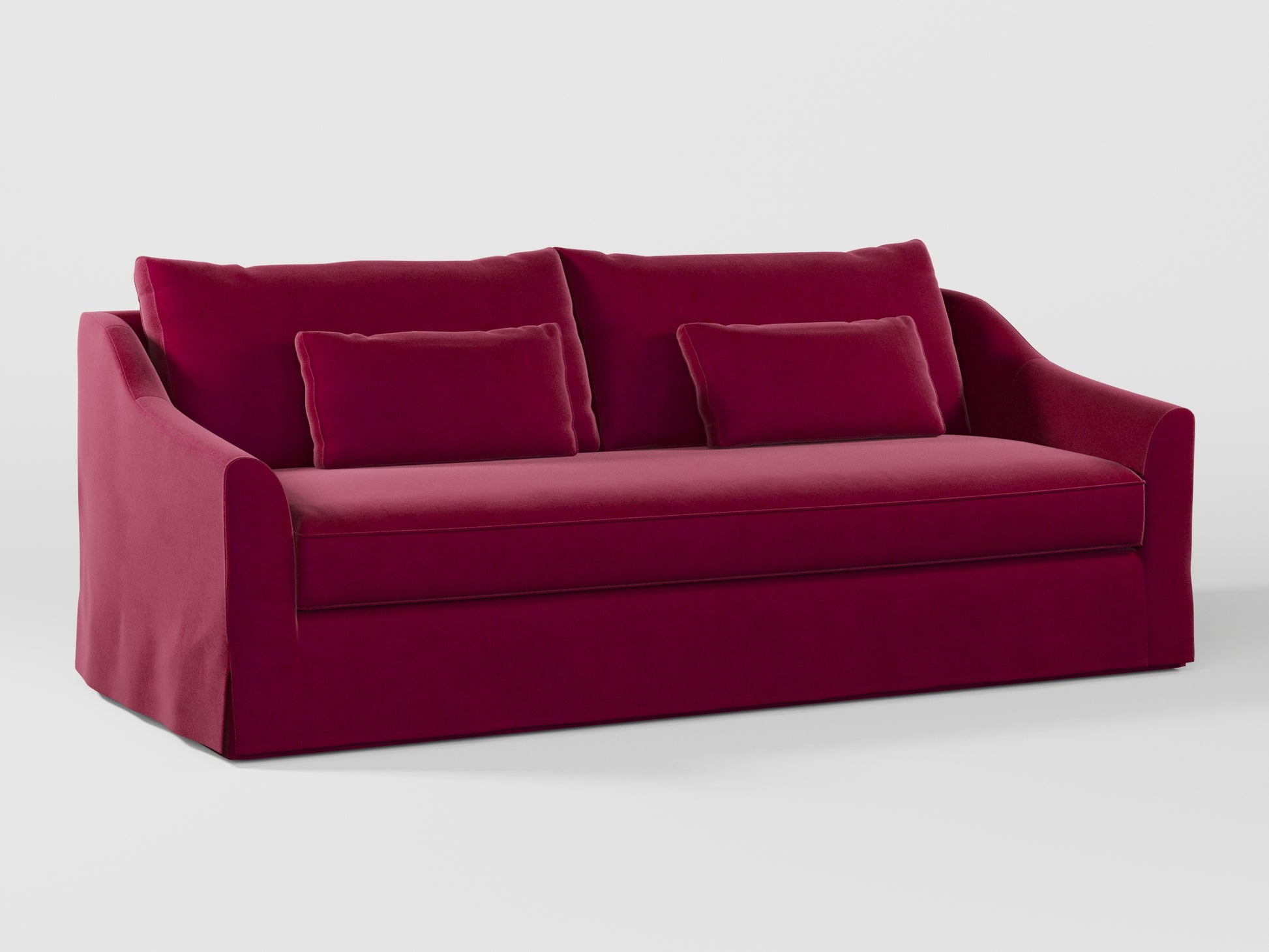 Ikea FARLOV 3-seat sofa cover (with pillows covers) made by Covereo in upholstery named VELVET Beetroot Cocktail