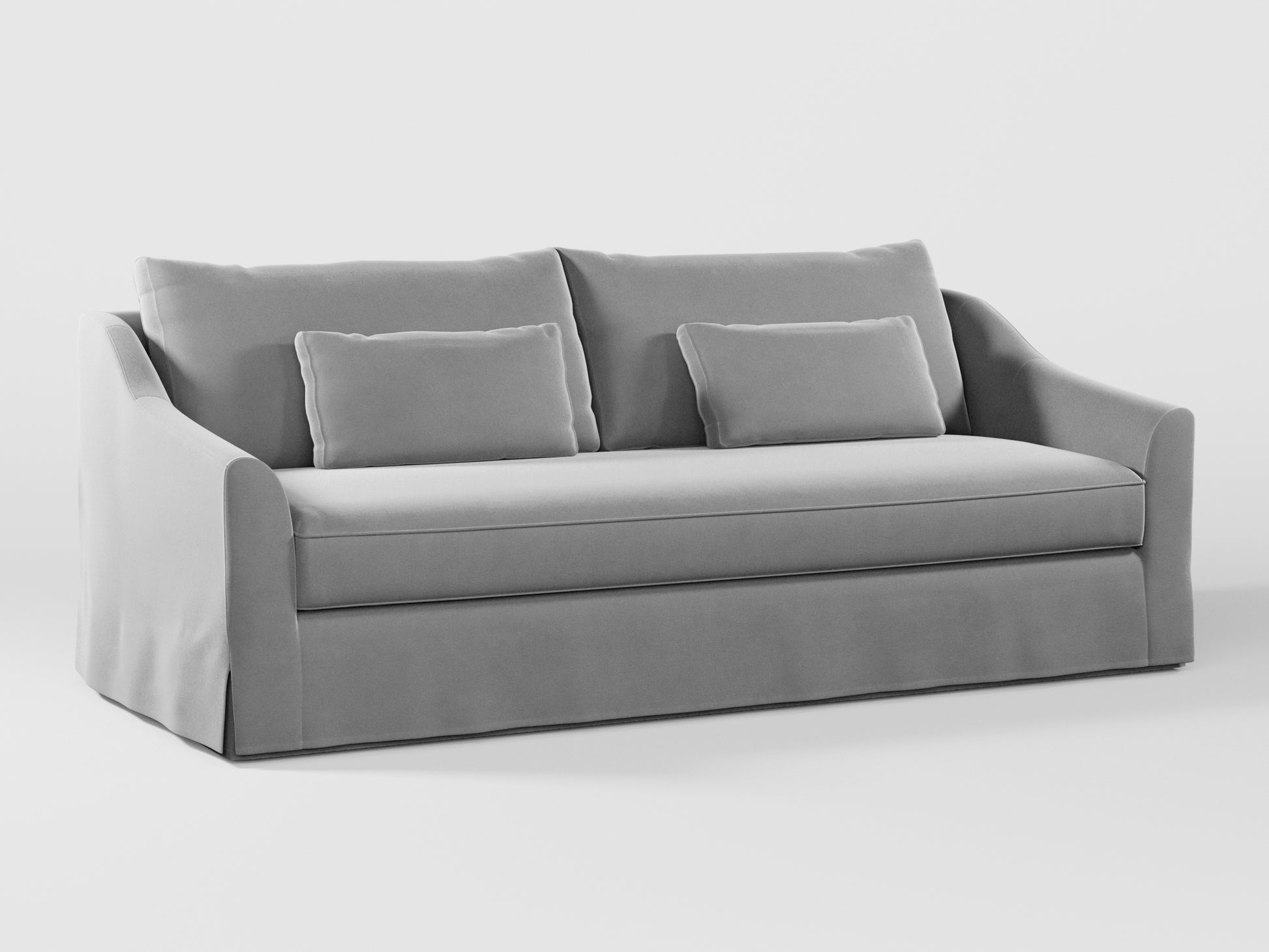 Ikea FARLOV 3-seat sofa cover (with pillows covers) made by Covereo in upholstery named VELVET Cool Grey