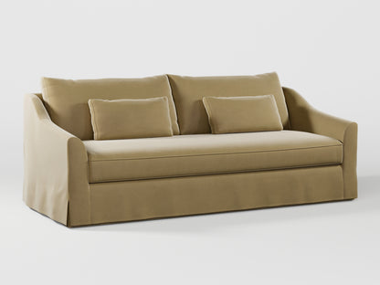 Ikea FARLOV 3-seat sofa cover (with pillows covers) made by Covereo in upholstery named VELVET Golden Hour