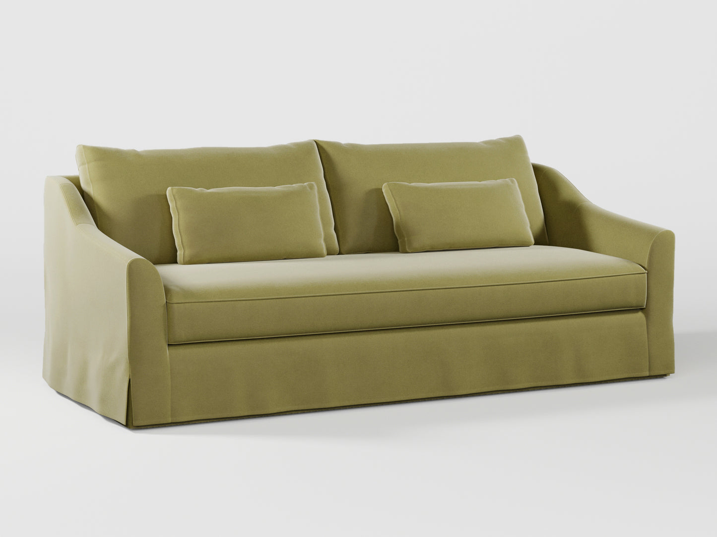 Ikea FARLOV 3-seat sofa cover (with pillows covers) made by Covereo in upholstery named VELVET Olive Dream