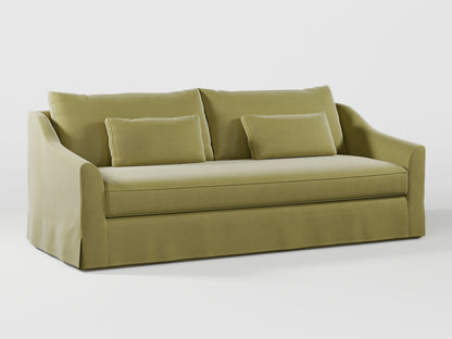 Ikea FARLOV 3-seat sofa cover (with pillows covers) made by Covereo in upholstery named VELVET Olive Dream