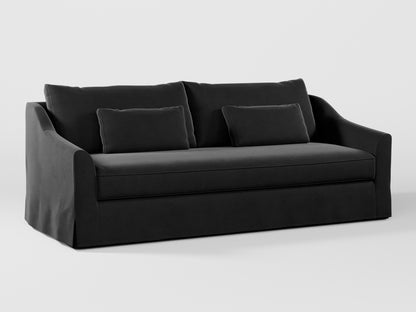 Ikea FARLOV 3-seat sofa cover (with pillows covers) made by Covereo in upholstery named VELVET Shiny Black