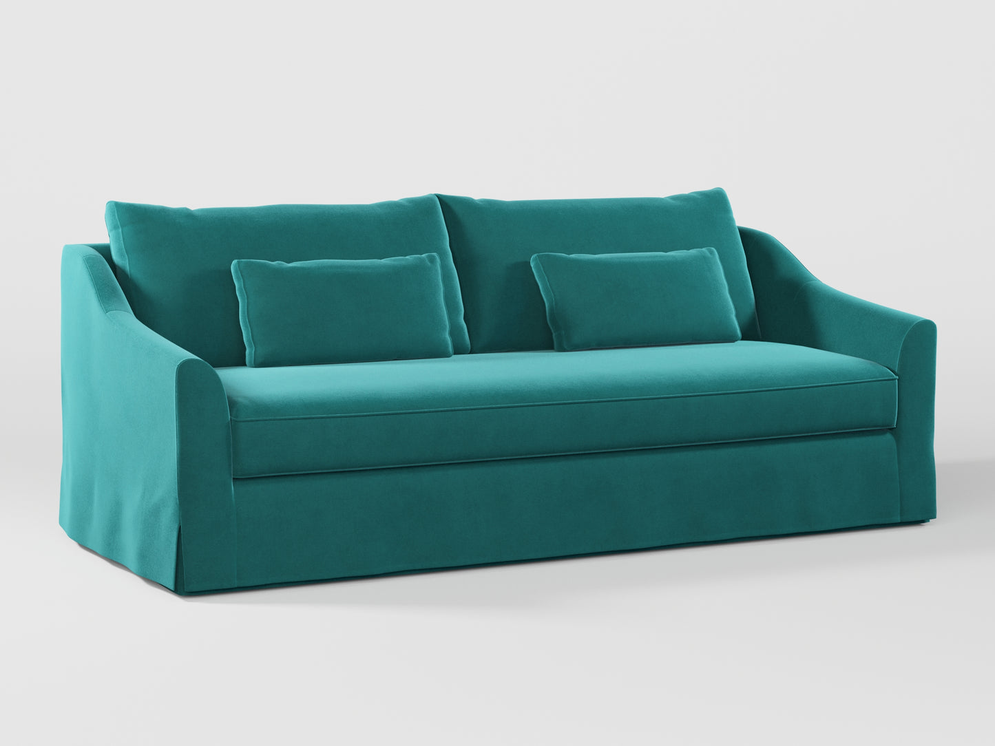 Ikea FARLOV 3-seat sofa cover (with pillows covers) made by Covereo in upholstery named VELVET Turquoise Twist