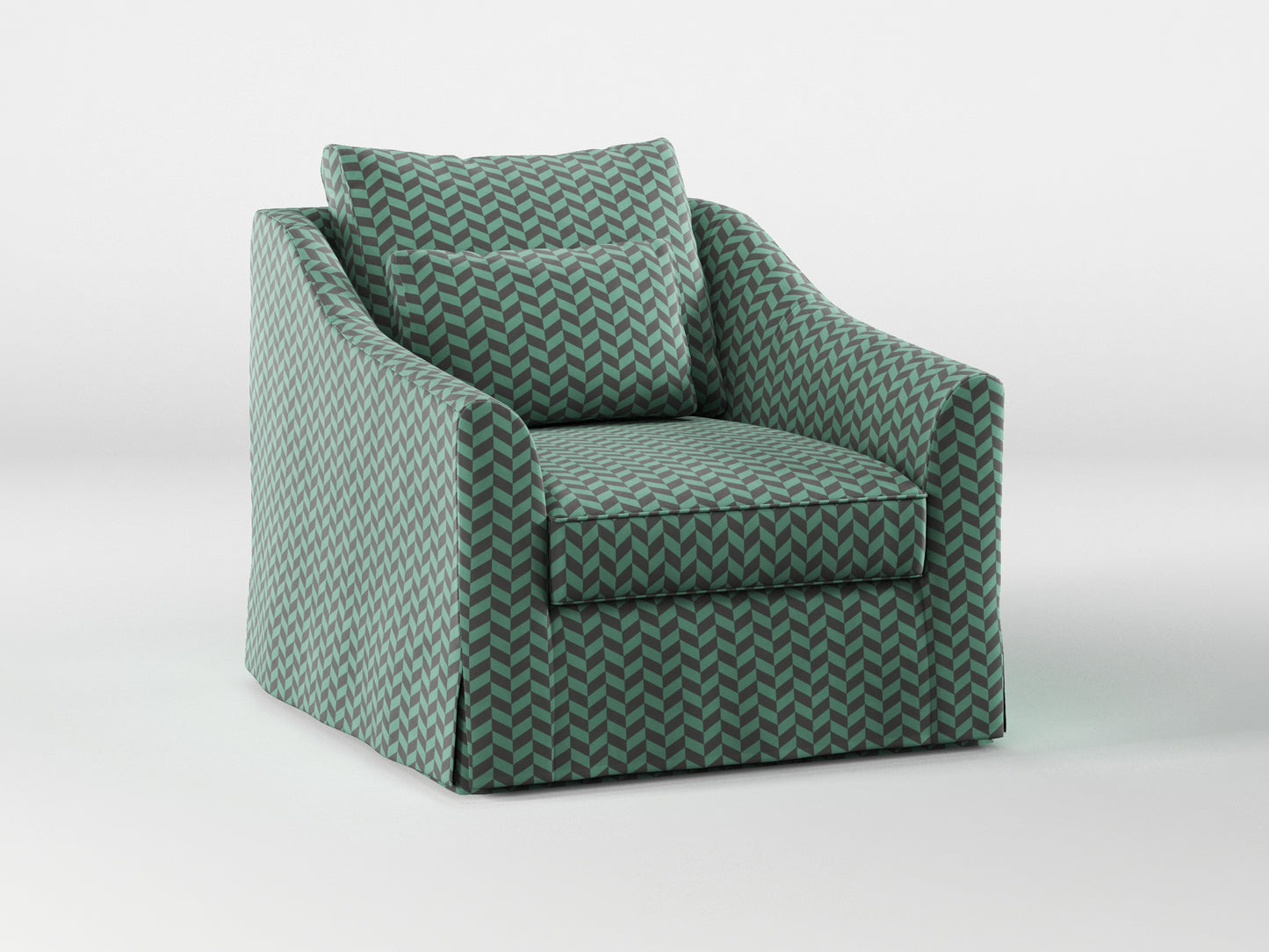 Ikea FARLOV Armchair cover (with pillow cover) made by Covereo in upholstery named HERRINGBONE Green