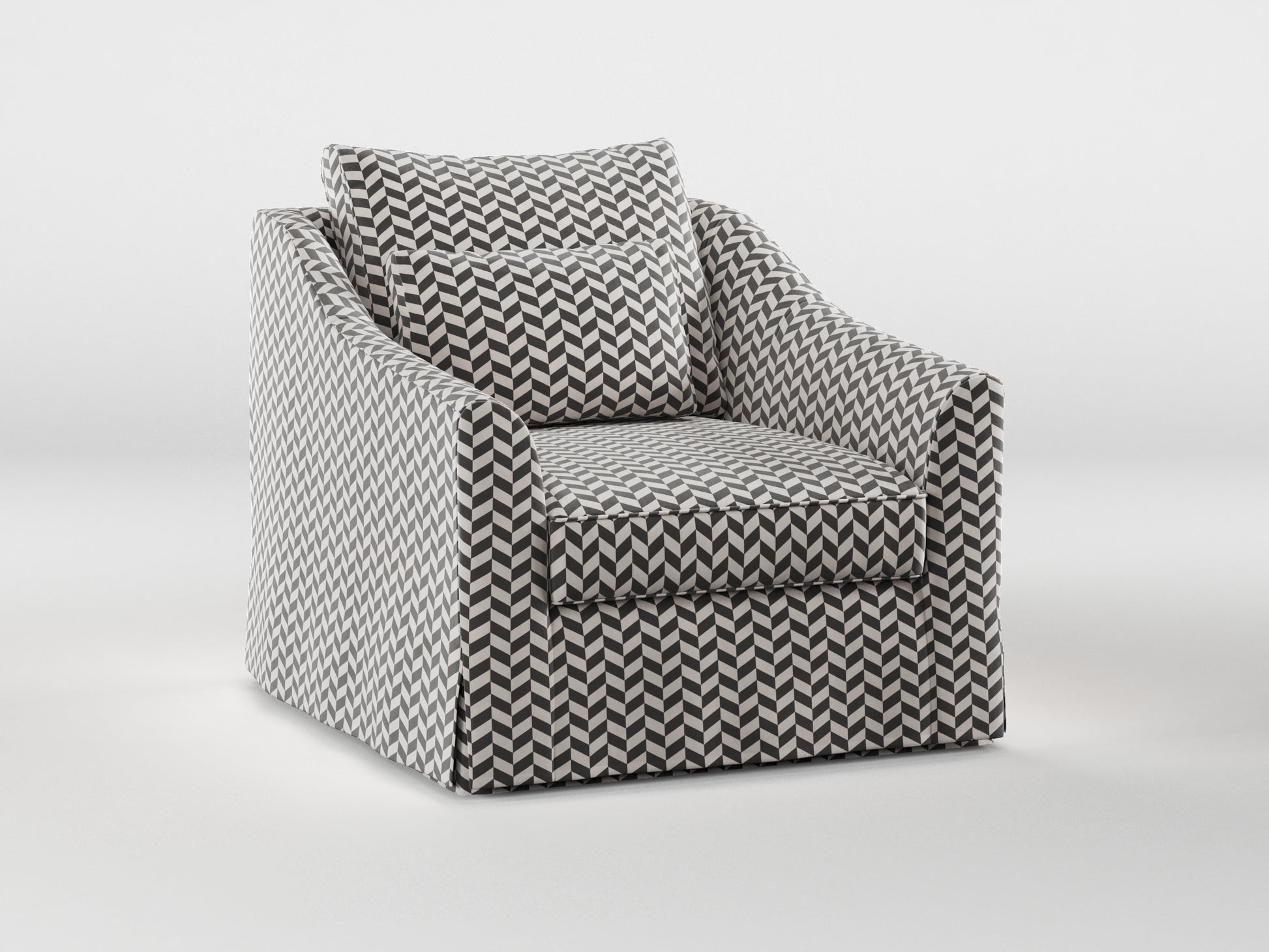 Ikea FARLOV Armchair cover (with pillow cover) made by Covereo in upholstery named HERRINGBONE Silver