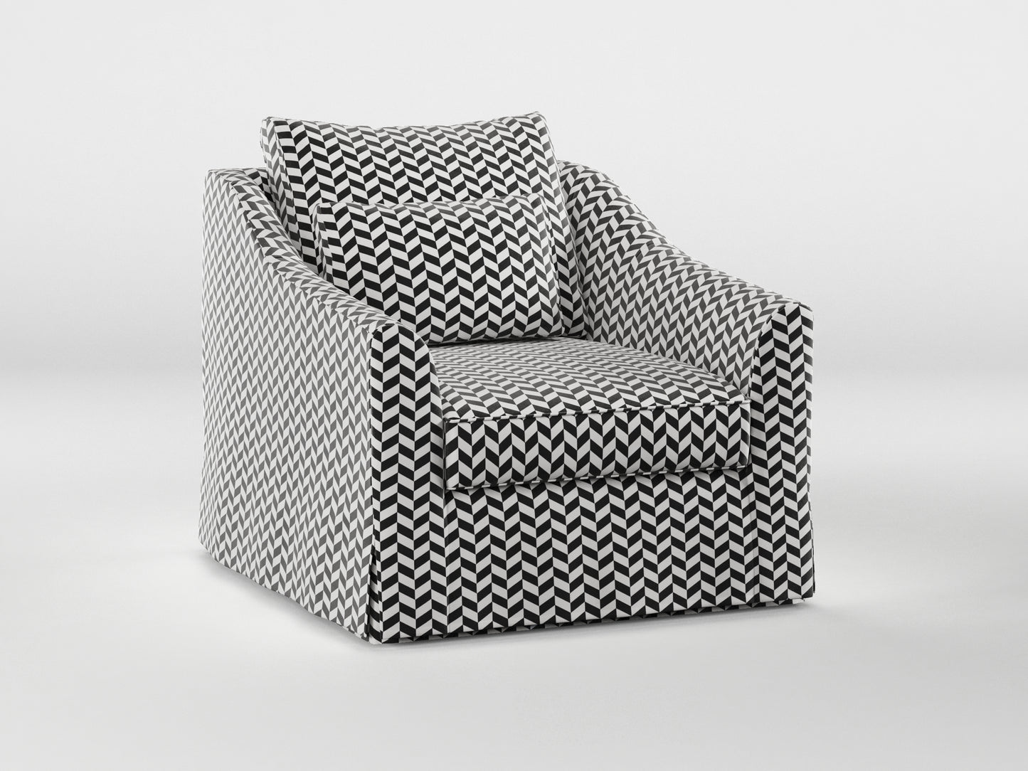 Ikea FARLOV Armchair cover (with pillow cover) made by Covereo in upholstery named HERRINGBONE White