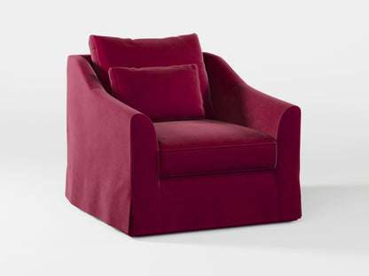 Ikea FARLOV Armchair cover (with pillow cover) made by Covereo in upholstery named VELVET Beetroot Cocktail