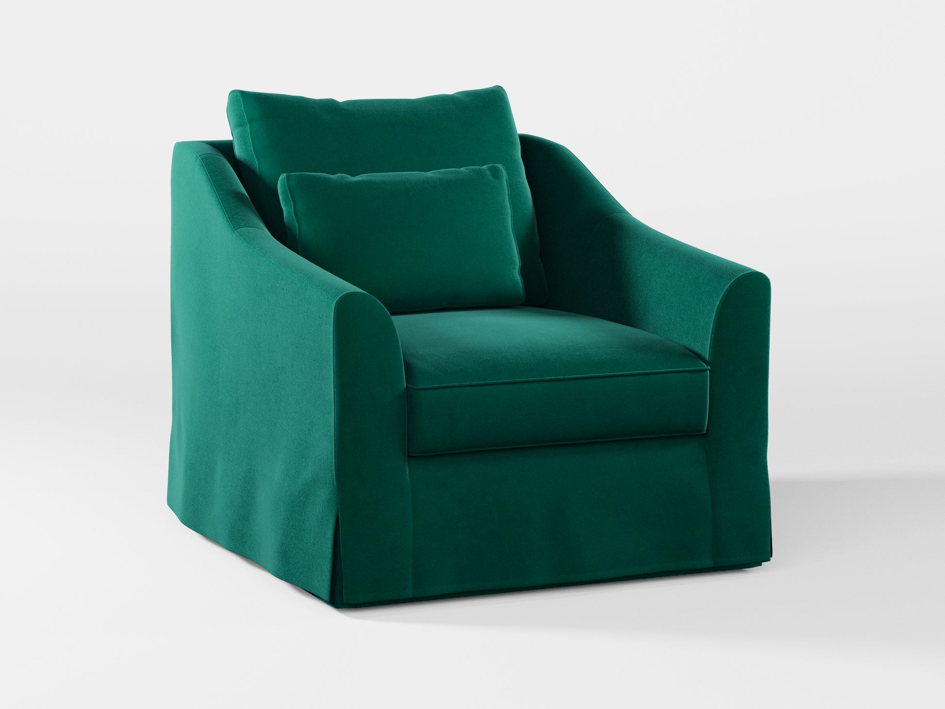 Ikea FARLOV Armchair cover (with pillow cover) made by Covereo in upholstery named VELVET Dark Teal