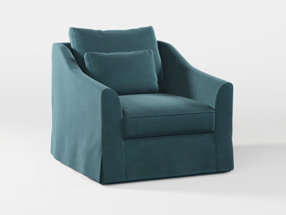 Ikea FARLOV Armchair cover (with pillow cover) made by Covereo in upholstery named VELVET Smoky Blue