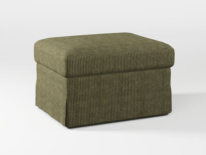 Ikea FARLOV Footstool cover made by Covereo in upholstery named COSY Deep Forest