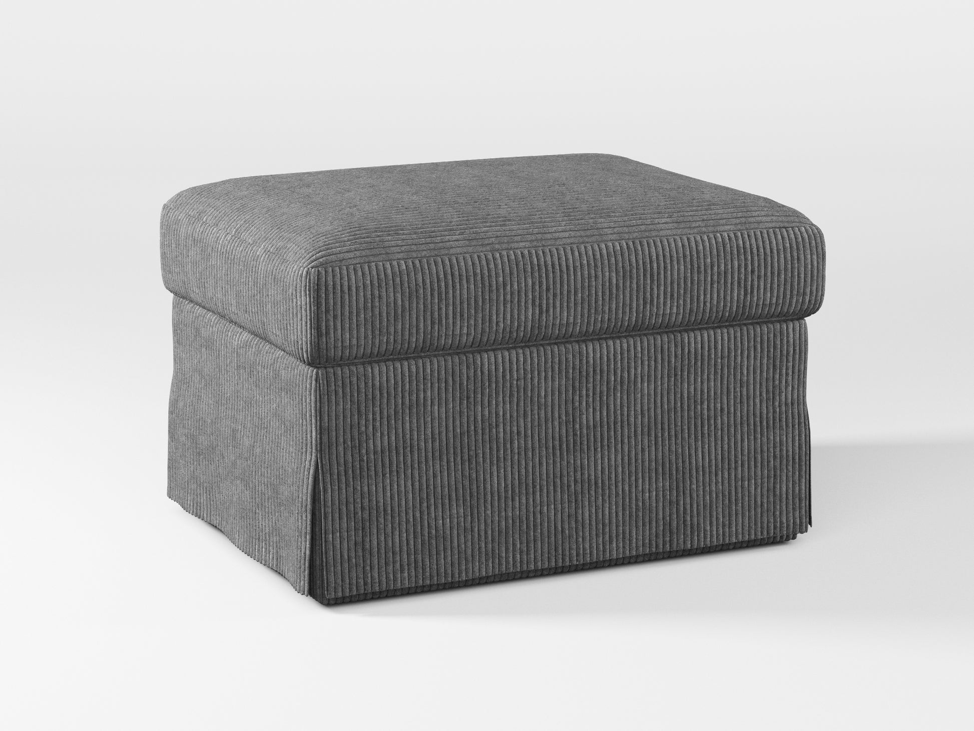 Ikea FARLOV Footstool cover made by Covereo in upholstery named COSY Grey Shadow