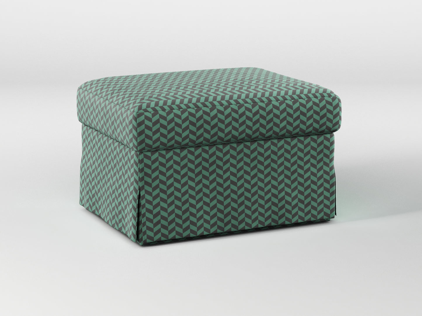 Ikea FARLOV Footstool cover made by Covereo in upholstery named HERRINGBONE Green