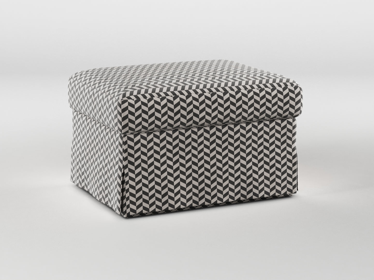 Ikea FARLOV Footstool cover made by Covereo in upholstery named HERRINGBONE Silver