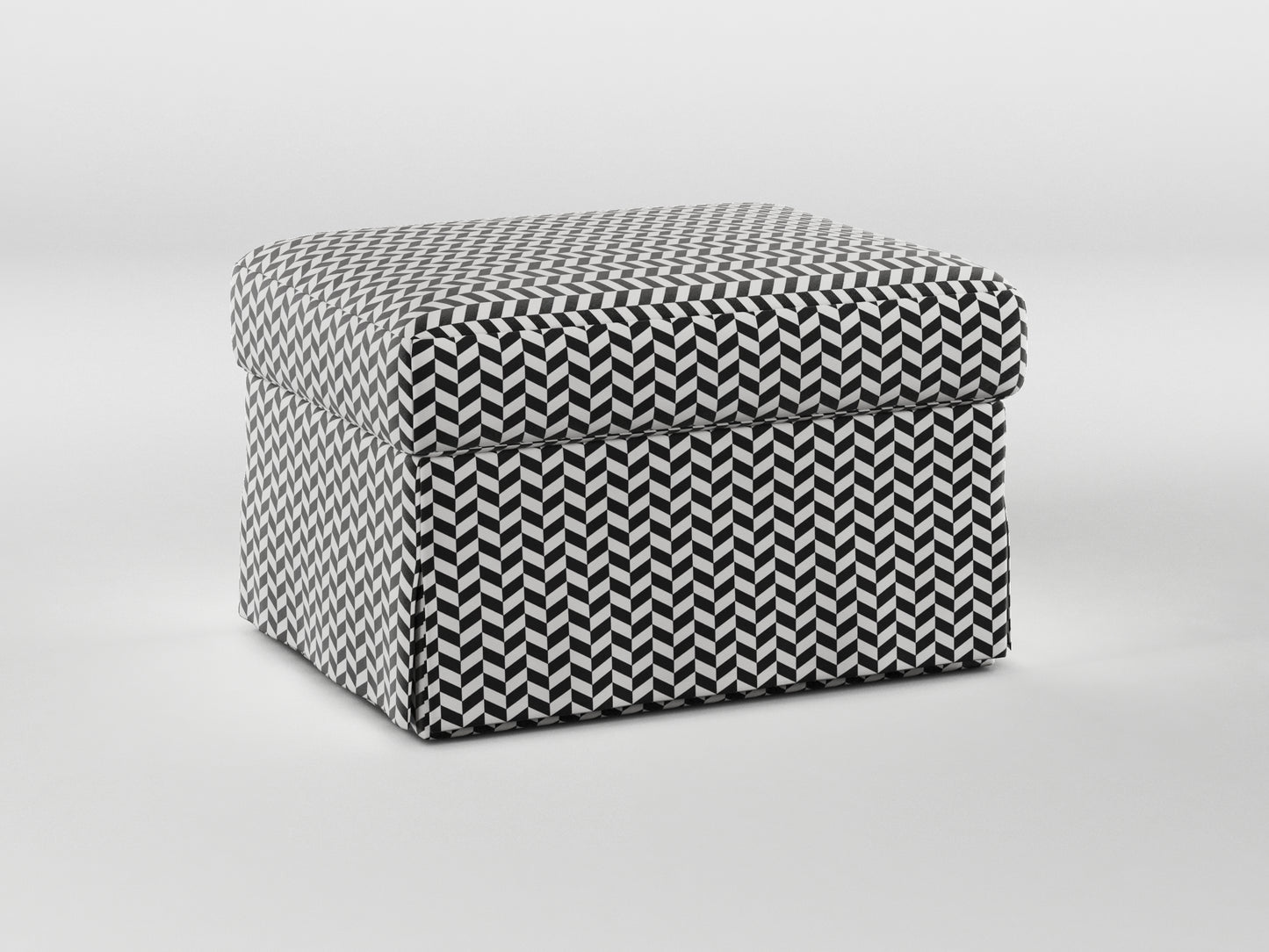 Ikea FARLOV Footstool cover made by Covereo in upholstery named HERRINGBONE White