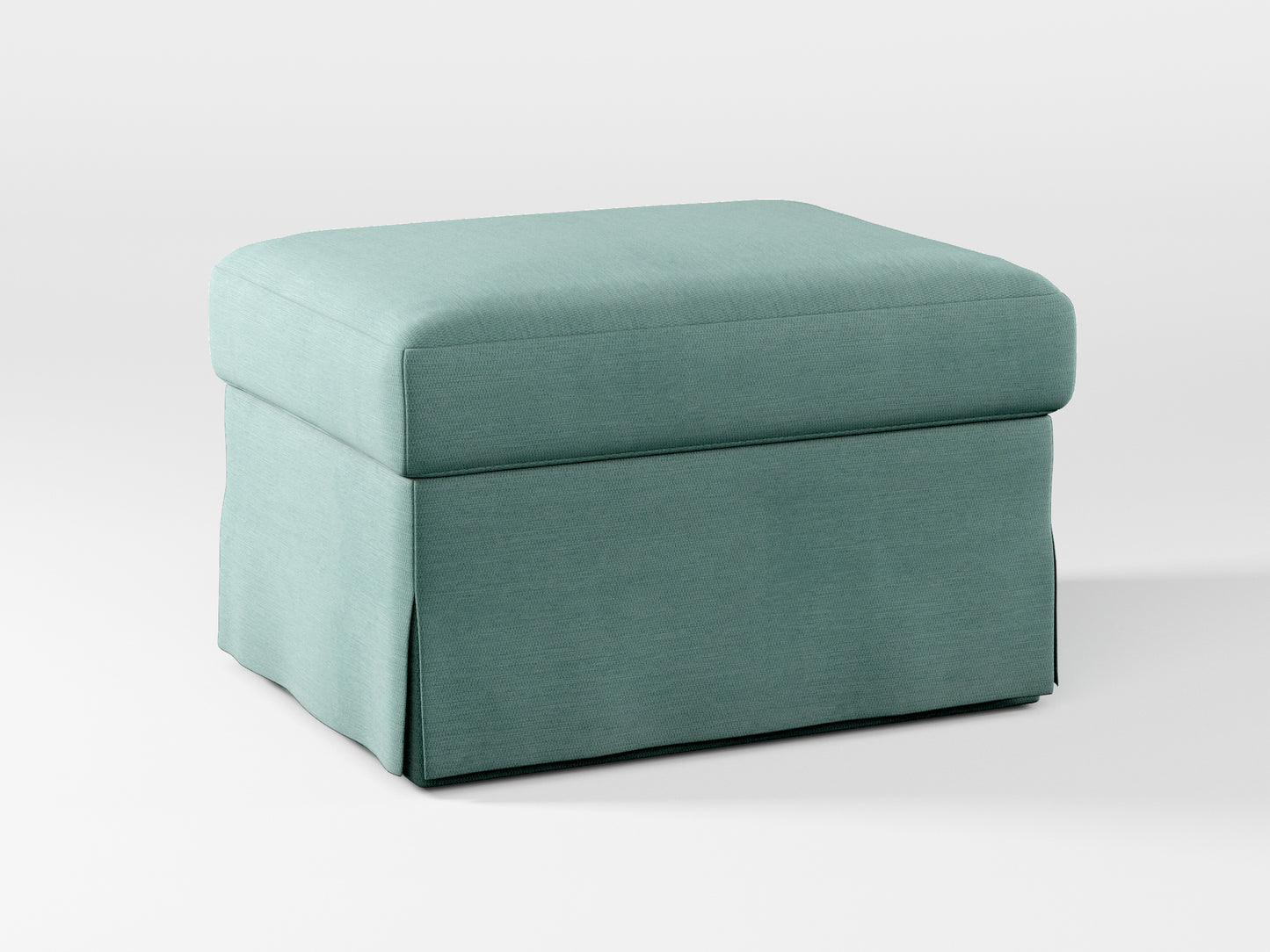 Ikea FARLOV Footstool cover made by Covereo in upholstery named PECADLY Misty Blue