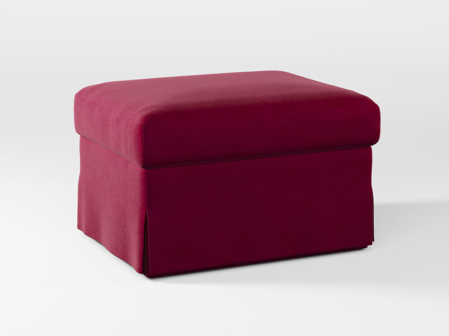 Ikea FARLOV Footstool cover made by Covereo in upholstery named VELVET Beetroot Cocktail