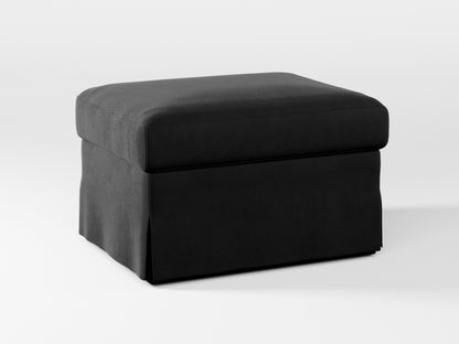 Ikea FARLOV Footstool cover made by Covereo in upholstery named VELVET Shiny Black