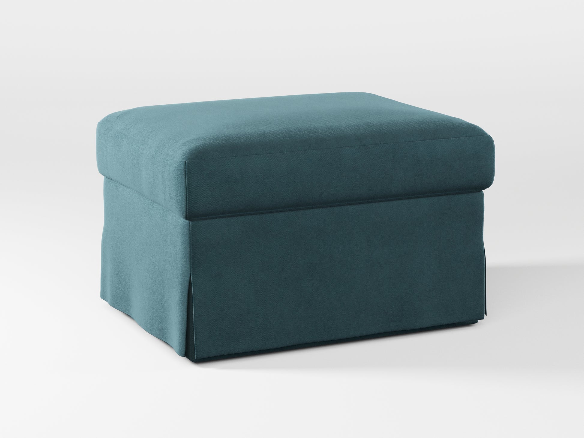 Ikea FARLOV Footstool cover made by Covereo in upholstery named VELVET Smoky Blue