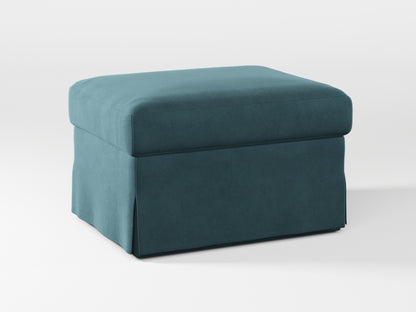 Ikea FARLOV Footstool cover made by Covereo in upholstery named VELVET Smoky Blue