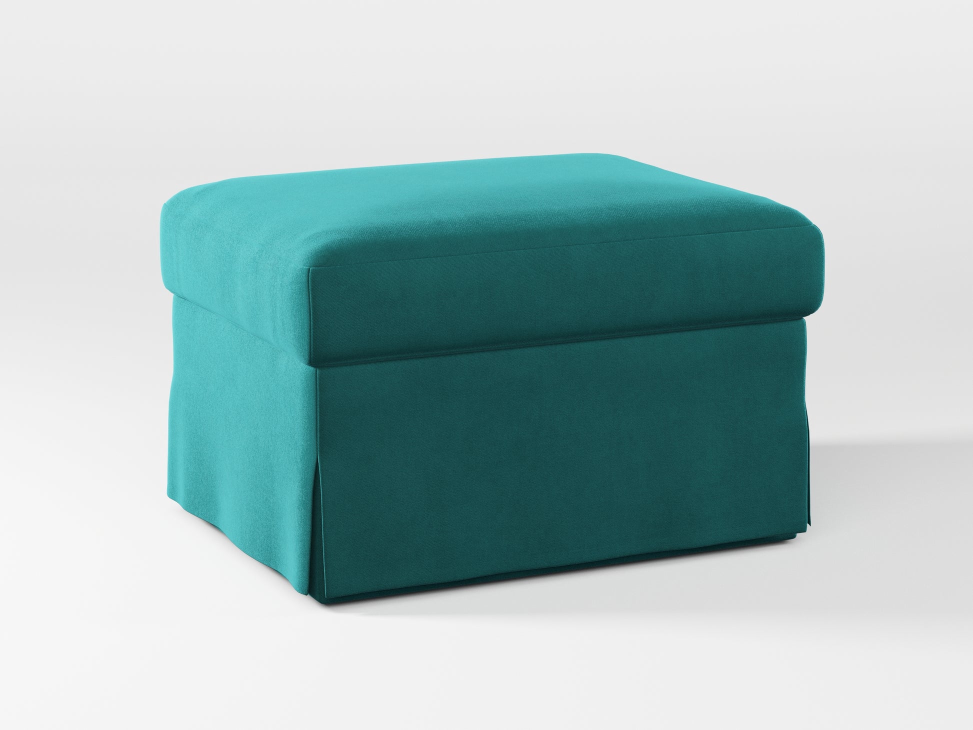 Ikea FARLOV Footstool cover made by Covereo in upholstery named VELVET Turquoise Twist