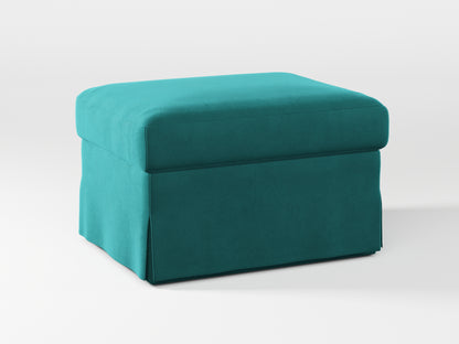 Ikea FARLOV Footstool cover made by Covereo in upholstery named VELVET Turquoise Twist