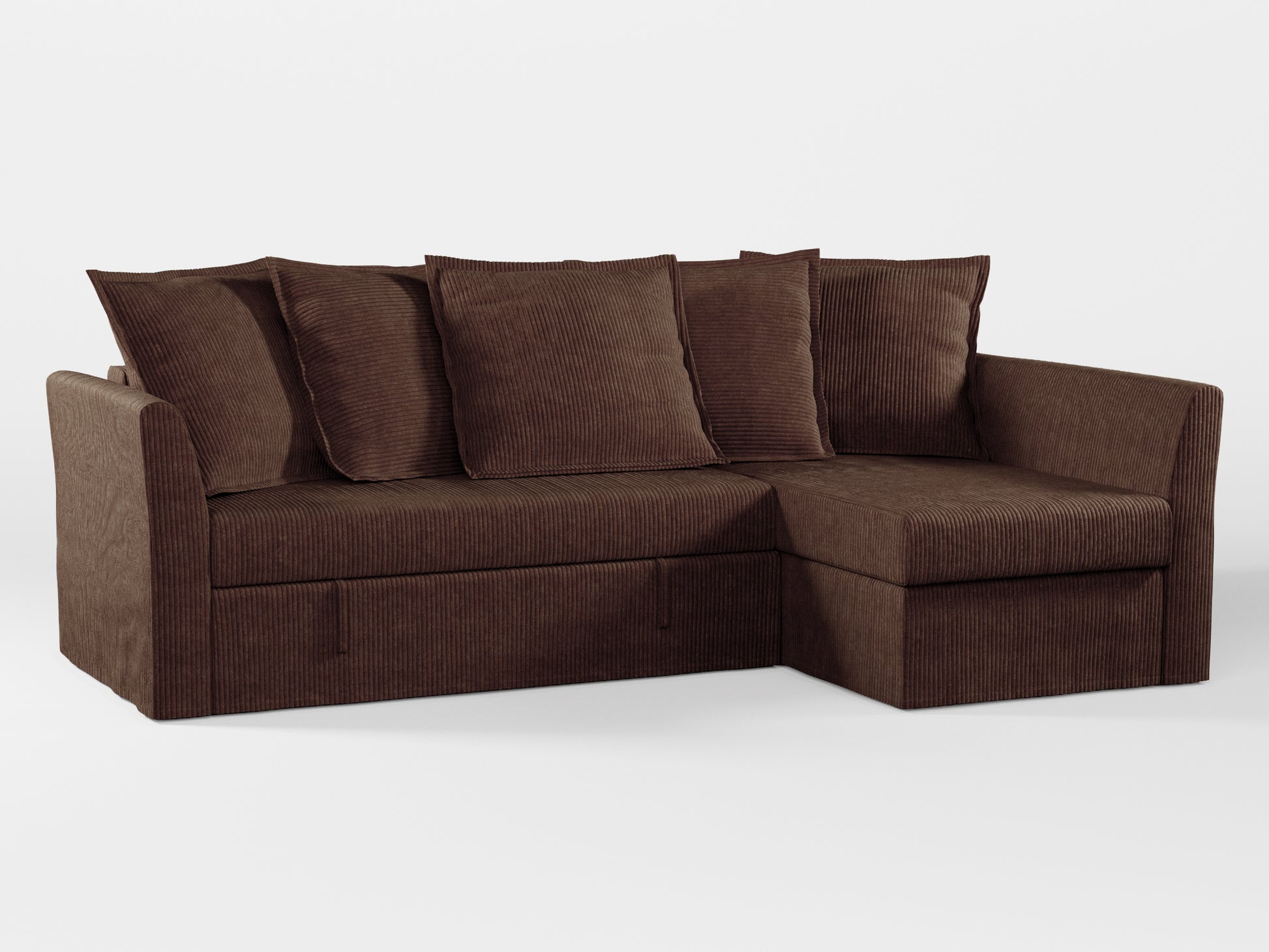 Ikea HOLMSUND Corner sofa-bed cover (with 5 pillows covers) made by Covereo in upholstery named COSY Dark Candy