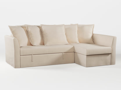 Ikea HOLMSUND Corner sofa-bed cover (with 5 pillows covers) made by Covereo in upholstery named OMON Vintage Beige
