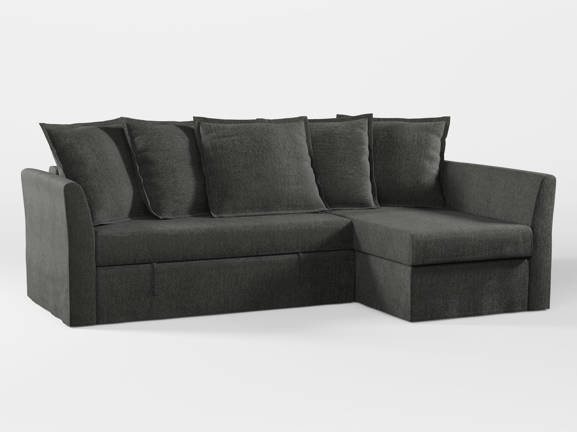 Ikea HOLMSUND Corner sofa-bed cover (with 5 pillows covers) made by Covereo in upholstery named MONTANA Dark Grey