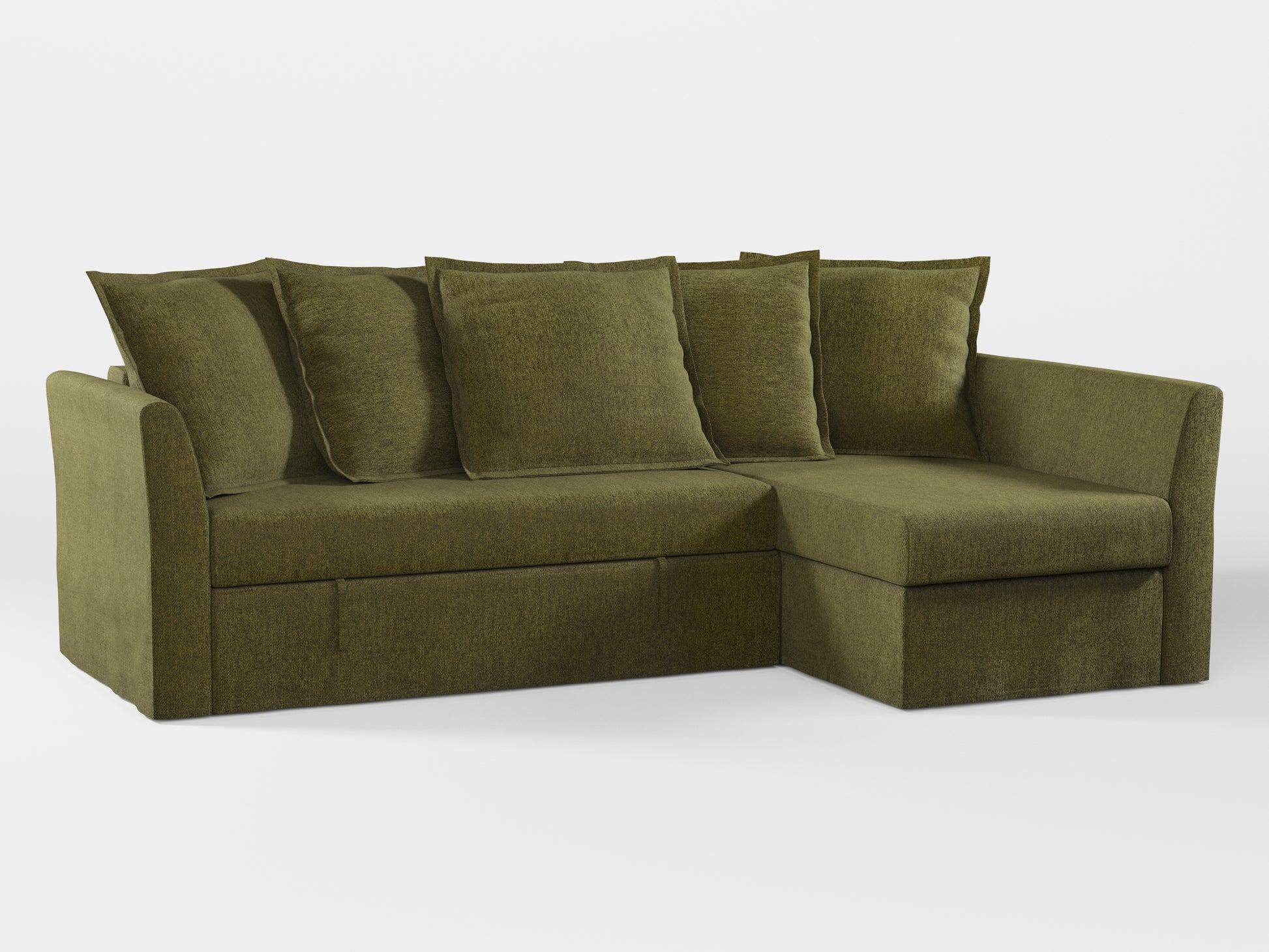 Ikea HOLMSUND Corner sofa-bed cover (with 5 pillows covers) made by Covereo in upholstery named MONTANA Khaki