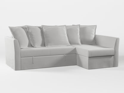 Ikea HOLMSUND Corner sofa-bed cover (with 5 pillows covers) made by Covereo in upholstery named PECADLY Air Grey