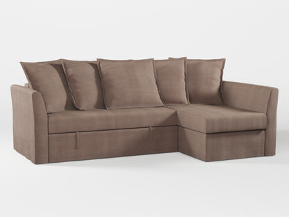 Ikea HOLMSUND Corner sofa-bed cover (with 5 pillows covers) made by Covereo in upholstery named TUNSO Nude Five