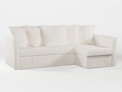 Ikea HOLMSUND Corner sofa-bed cover (with 5 pillows covers) made by Covereo in upholstery named TUNSO Nude One