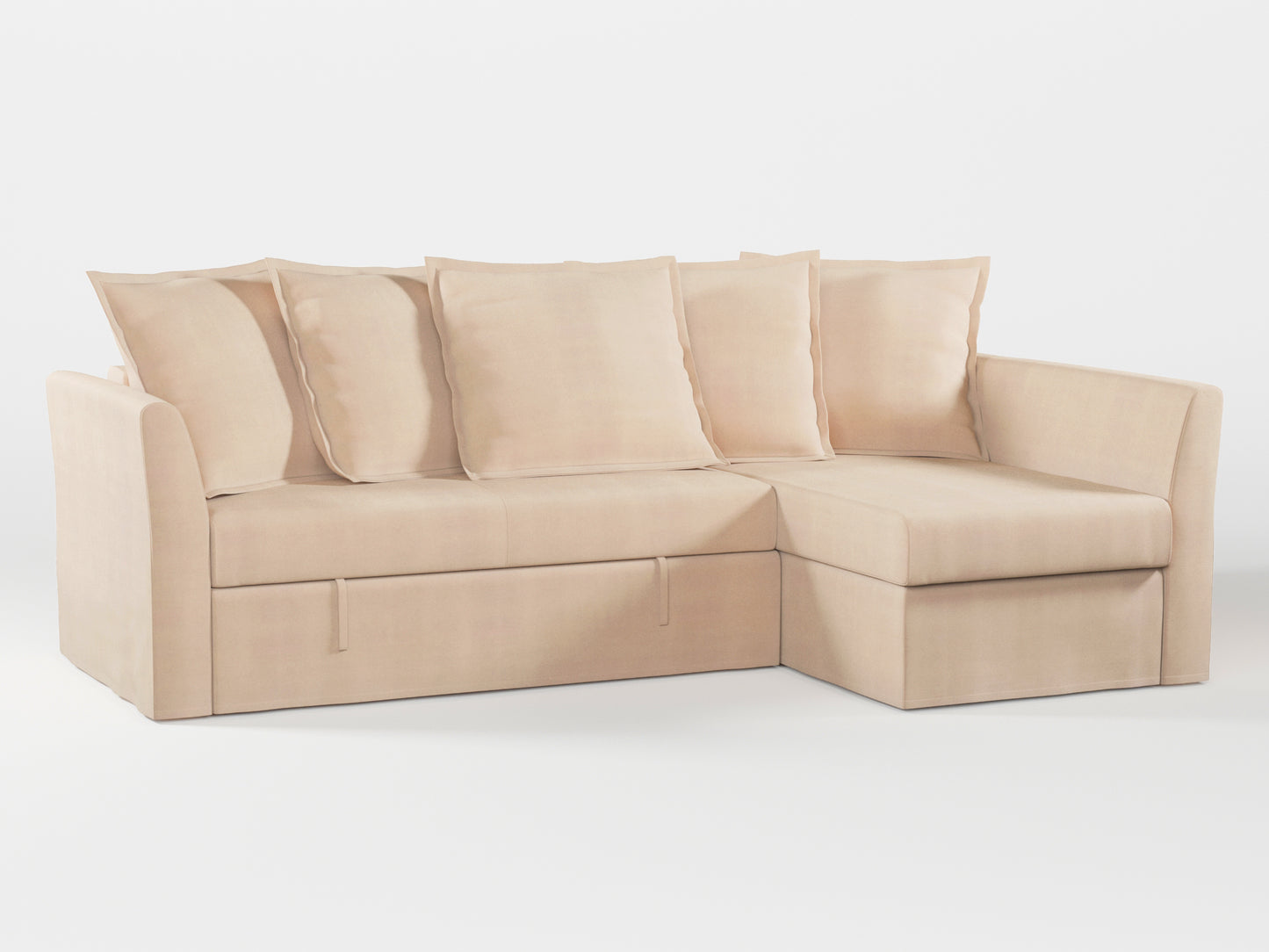 Ikea HOLMSUND Corner sofa-bed cover (with 5 pillows covers) made by Covereo in upholstery named TUNSO Nude Three