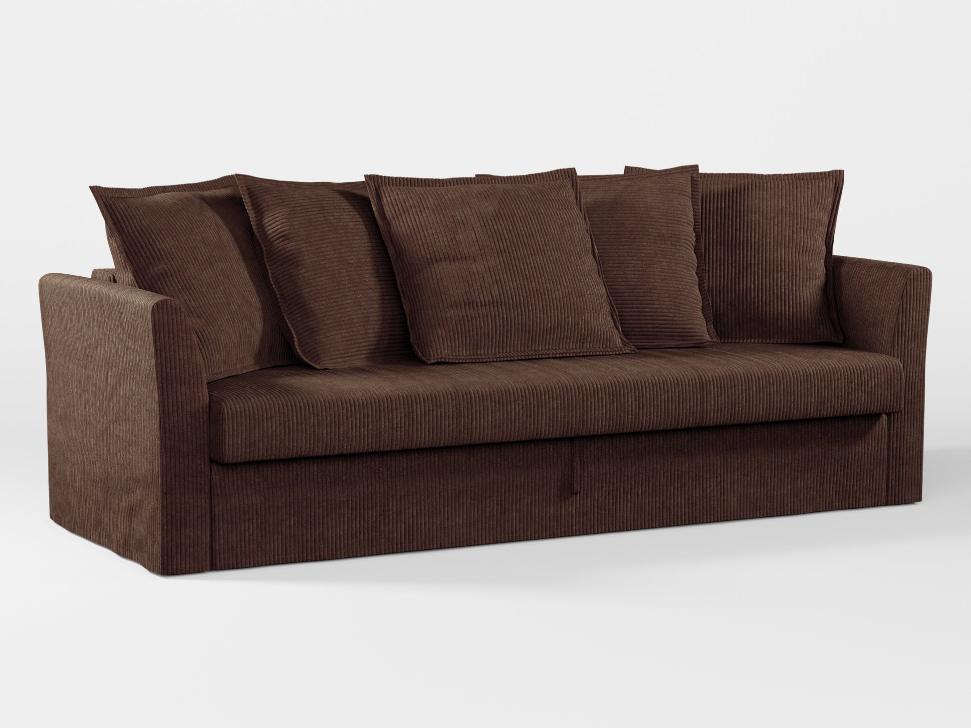 Ikea HOLMSUND Three-seat sofa-bed cover (with 5 pillows covers) made by Covereo in upholstery named COSY Dark Candy